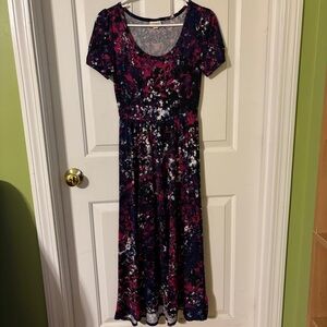 LuLaRoe Pink and Blue Midi Dress